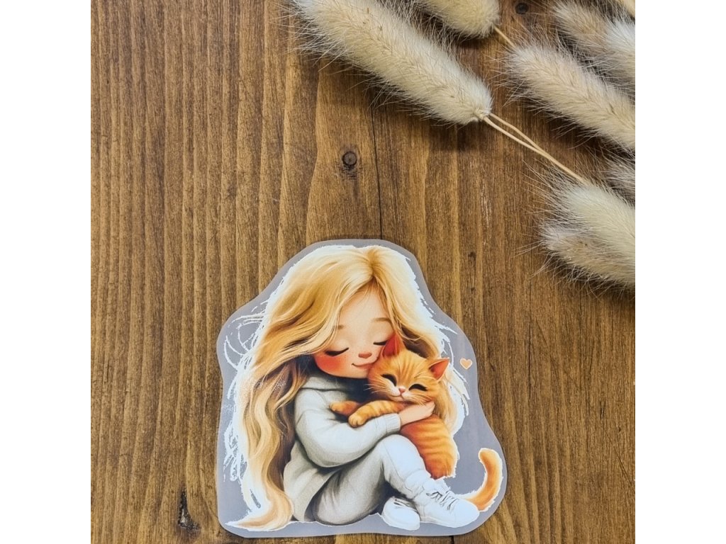 DTF Nažehlovačka DÍVKA s kočičkou 9cm