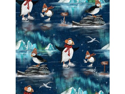 puffins iceskating navy 9 inch tatracottagedesigns
