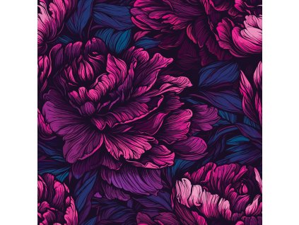 Zbytek 40cm - Nepočesaná teplákovina květy fuchsie 250g