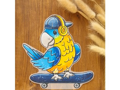 DTF Nažehlovačka PAPOUŠEK NA SKATU 18cm