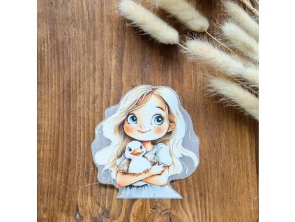 DTF Nažehlovačka BLONDÝNKA s květinami a motýlky 10cm