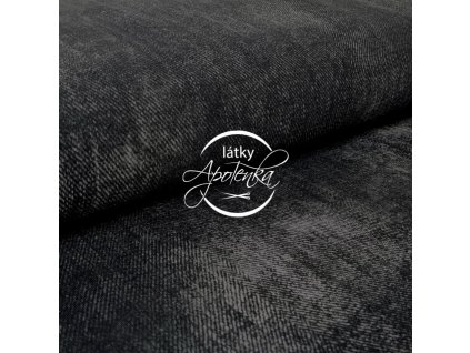 Zbytek 10cm - Teplákovina Jeans look černá 250g
