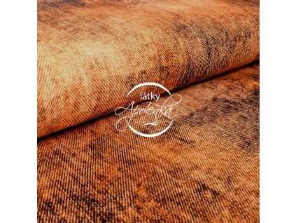 Zbytek 75cm - Teplákovina Jeans look koňak 250g
