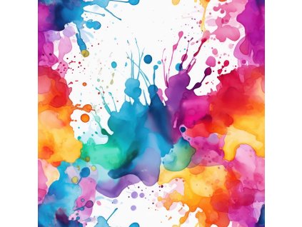 Zbytek 25cm - Bavlněný úplet barevné cákance 200g