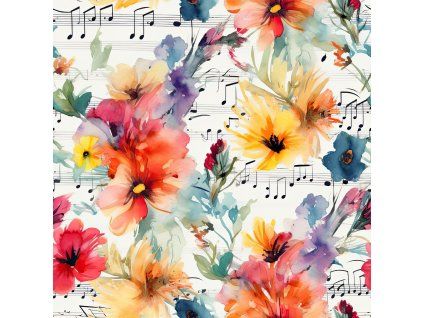 5 Music and Flowers Seamless Patterns