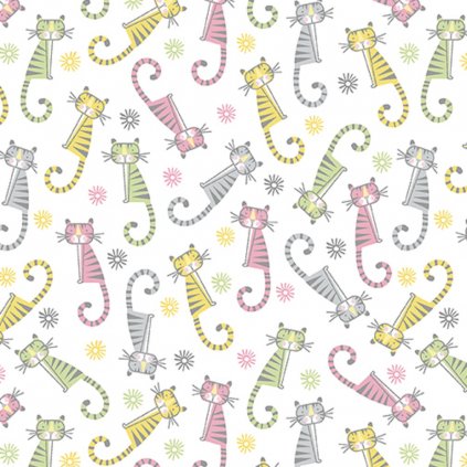 Adorable Alphabet / 13024-21 / Ružové tigre na bielej