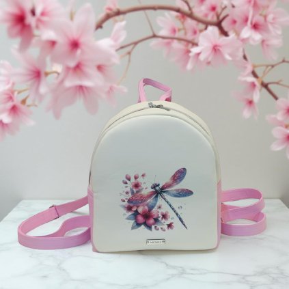 Batoh SOFIA / ružová baby / aplikácia vážky