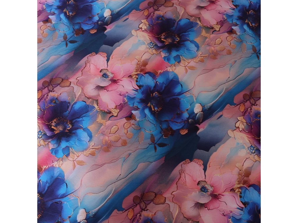 Úplet modro-ružové kvety