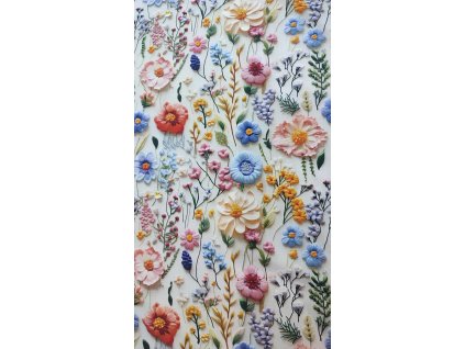 Úplet lúčne kvety na ecru