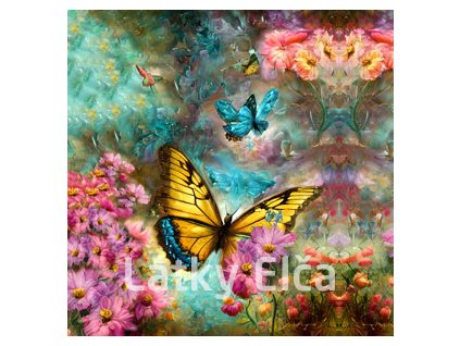 kolorowe motyle na teczowym tle