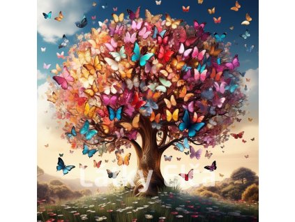 Panel kočárkovina - strom a motýl