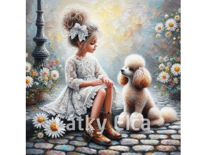 Panel kočárkovina - holčička a bílý pudl 3