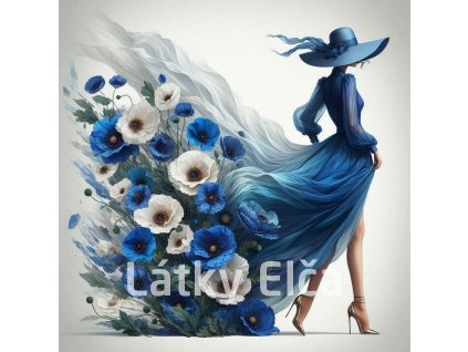 Panel kočárkovina - dívka a modré šaty