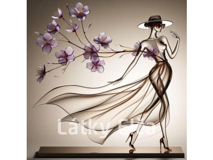 Panel kočárkovina - dáma a květ 2