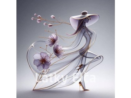 Panel kočárkovina - dáma a květ 1