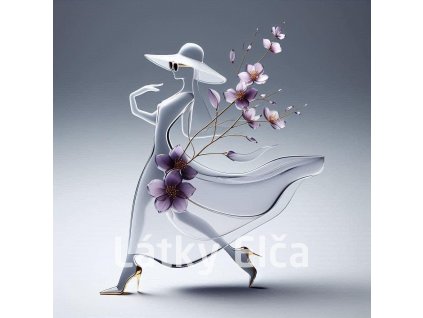 Panel kočárkovina - dáma a květ 3