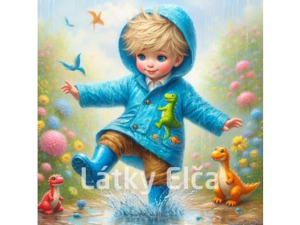 Panel kočárkovina - chlapec v dešti 2