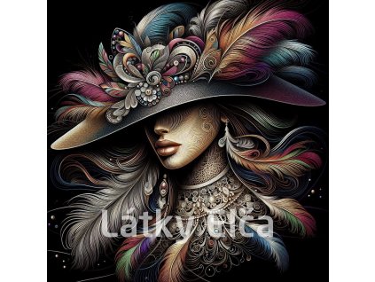 Panel kočárkovina - dáma a peří