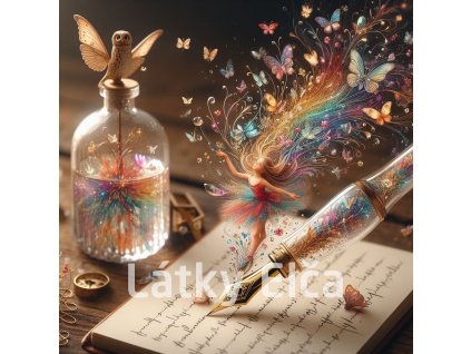 Panel bavlna - text s dívkou