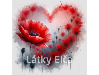 Panel bavlna - vlčí mák (srdce)