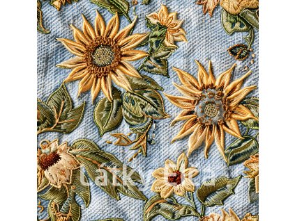 Kočárkovina slunečnice na jeans 9