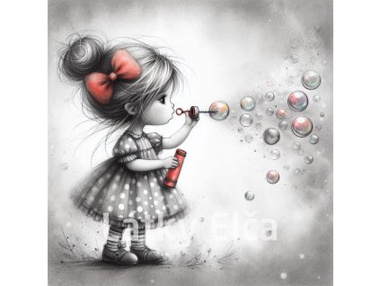 holčička a bubliny