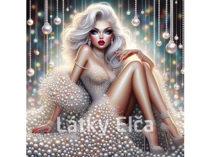 Panel kočárkovina - dáma a perlové šaty