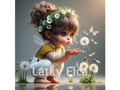 Panel kočárkovina - holčička a kopretiny ve vlasech