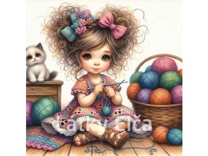 holčička a šicí klubíčka