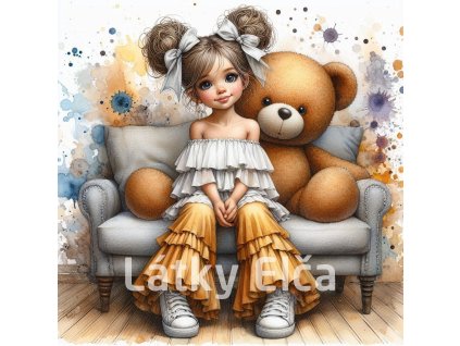 holčička s medvídkem na gauči 2