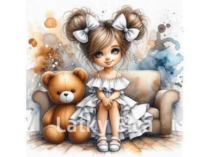 holčička s medvídkem na gauči 4