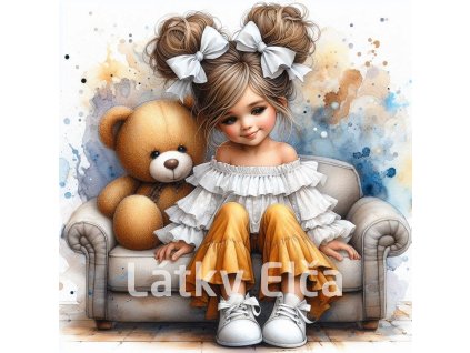 holčička s medvídkem na gauči 5