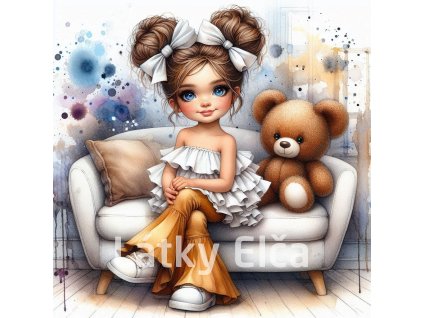 holčička s medvídkem na gauči 6