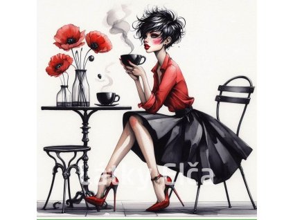 Panel kočárkovina - dáma co pije čaj