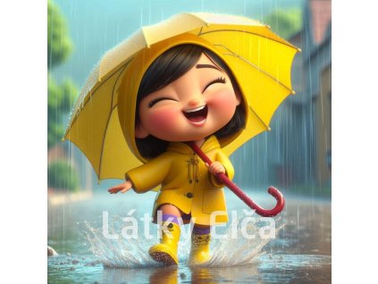 holčička a žlutý deštník