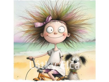 holka na kole se psem