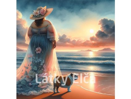 dáma a pes u vody 1