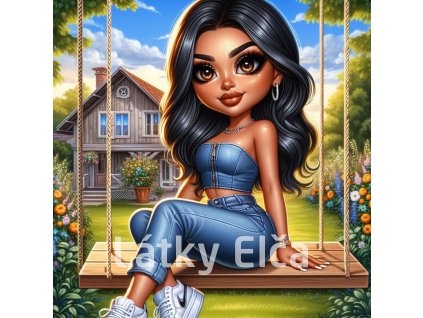 dáma na houpačce (černovláska)