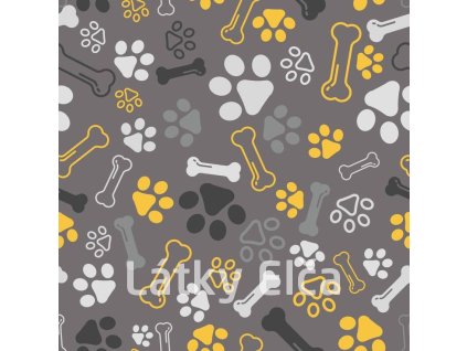 Dog Paw seamless pattern vector bone dog footprint pattern cartoon tile grey background repeat scarf isolated illustration gift or wrapping paper puppy texture