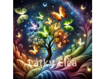 strom barevný a motýl 1