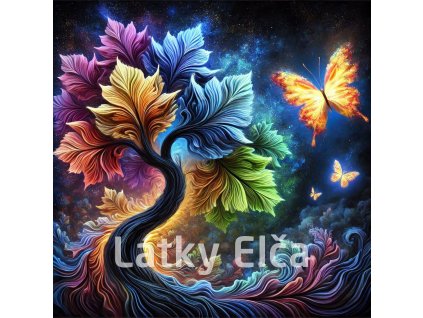 strom barevný a motýl 2
