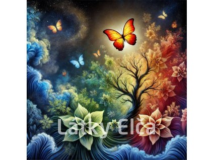 strom barevný a motýl 3
