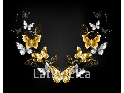 Symmetrical Pattern of Gold and White Butterflies
