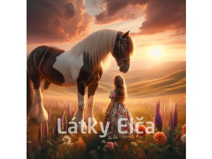 holčička a kůň při západu 1