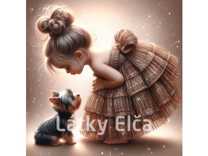 Panel teplákovina - holčička a pes 30x30