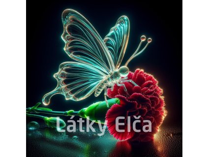 motýl skleněný a květ 2