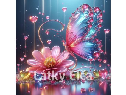 motýl skleněný a květ 3