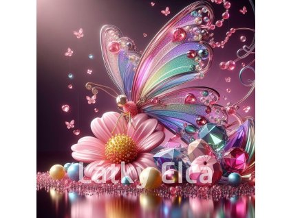 motýl skleněný a květ 6