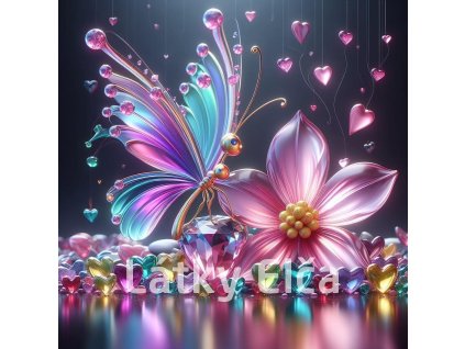 motýl skleněný a květ 5