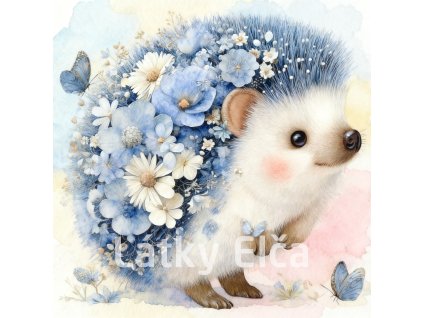 ježek a světle modrý květ 1